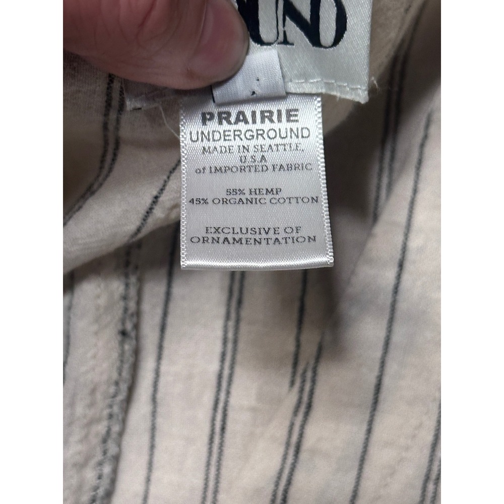 Prairie Underground Hemp Organic Cotton Striped V-Neck Tunic Top Cream Large - Picture 4 of 5